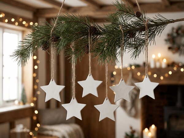 Kerámia karácsonyi dísz CLAY STAR 8 cm, fehér