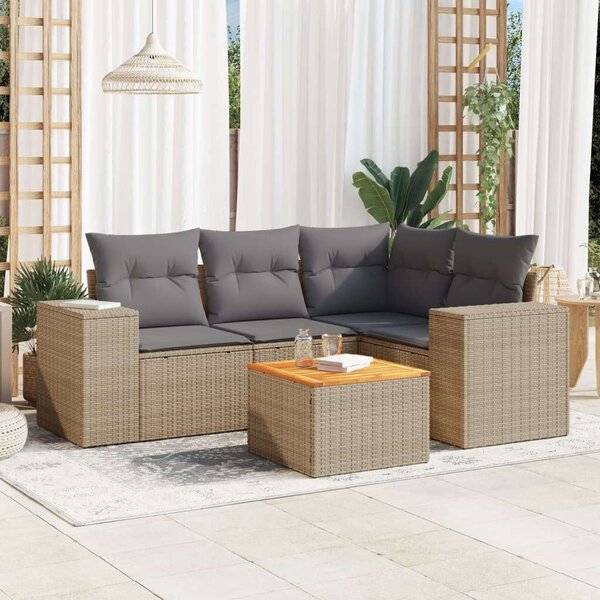 VidaXL Polyrattan Kerti Ülőgarnitúra - 5 részes - Bézs