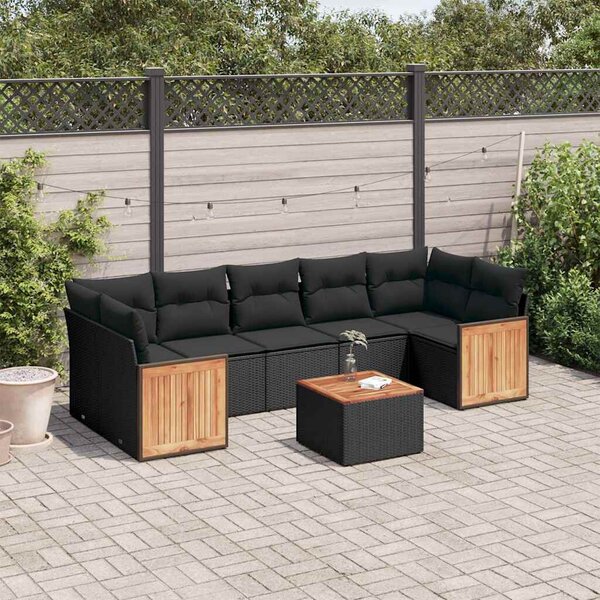 VidaXL Polyrattan Kerti Ülőgarnitúra - 8 részes - Fekete