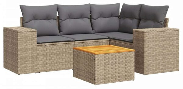 VidaXL Polyrattan Kerti Ülőgarnitúra - 5 részes - Bézs