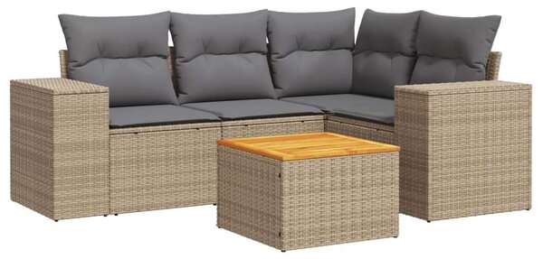 VidaXL Polyrattan Kerti Ülőgarnitúra - 5 részes - Bézs