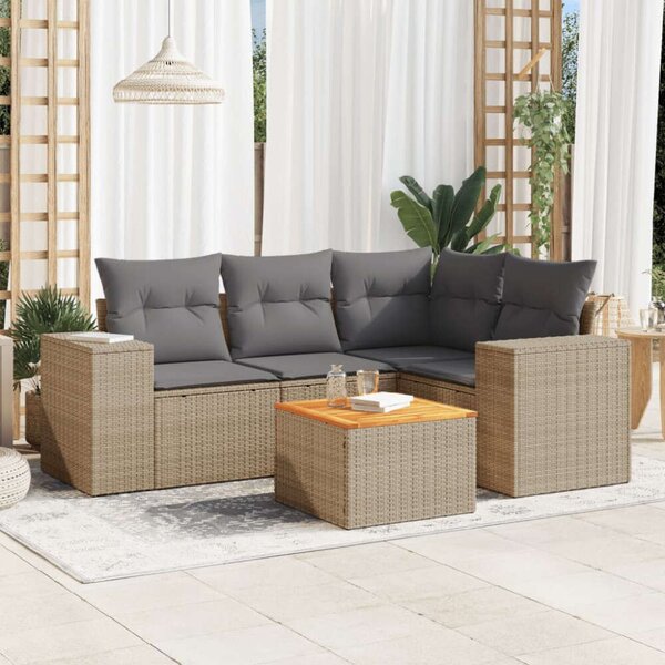 VidaXL Polyrattan Kerti Ülőgarnitúra - 5 részes - Bézs