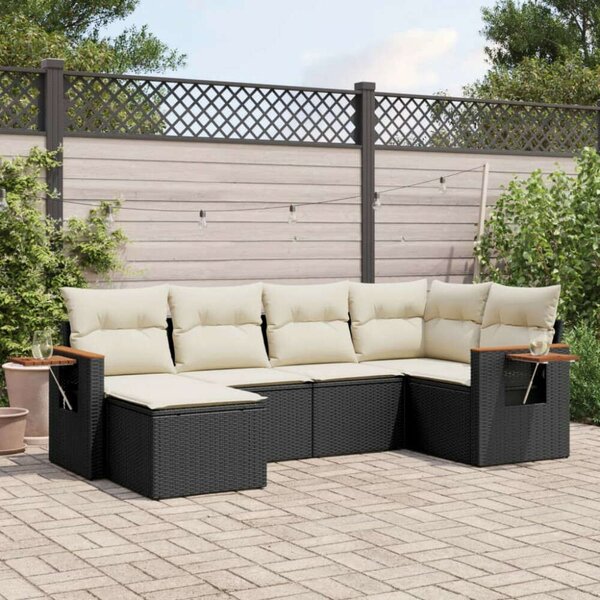 VidaXL Polyrattan Kerti Ülőgarnitúra - 6 részes - Fekete