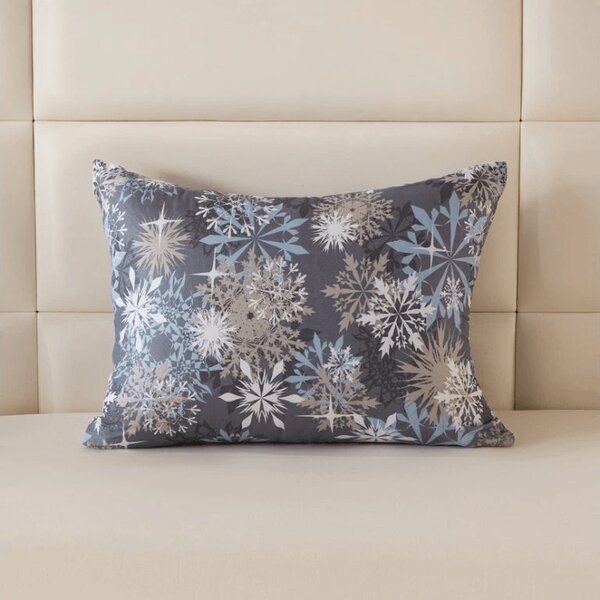 SNOWFLAKE kékesszürke mikroszálas párnahuzat 70x90 cm