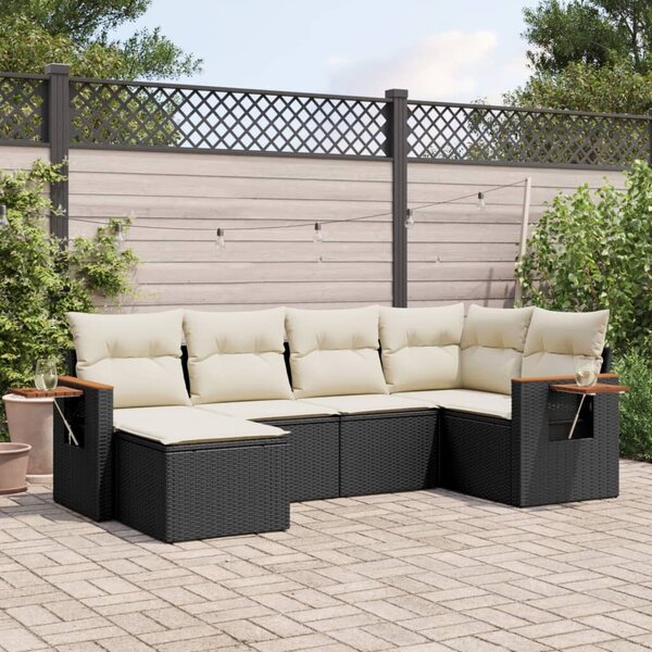 VidaXL Polyrattan Kerti Ülőgarnitúra - 6 részes - Fekete
