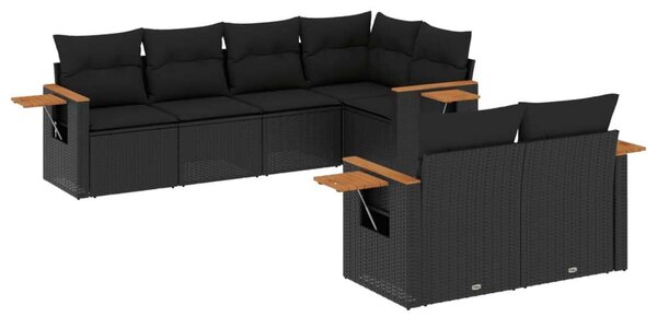 VidaXL Polyrattan Kerti Ülőgarnitúra - 7 részes - Fekete