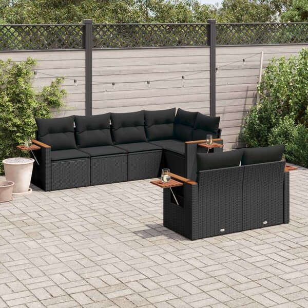 VidaXL Polyrattan Kerti Ülőgarnitúra - 7 részes - Fekete