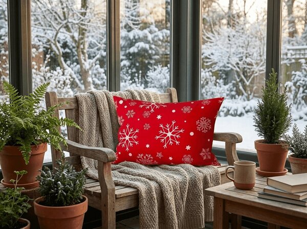 Mikroszálas párnahuzat SNOWFALL 50x70 cm, piros