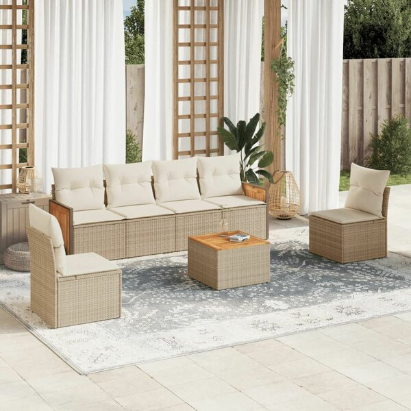 VidaXL Polyrattan Kerti Ülőgarnitúra - 7 részes - Bézs