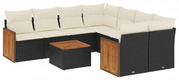 VidaXL Polyrattan Kerti Ülőgarnitúra - 9 részes - Fekete
