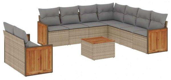 VidaXL Polyrattan Kerti Ülőgarnitúra - 10 részes - Bézs