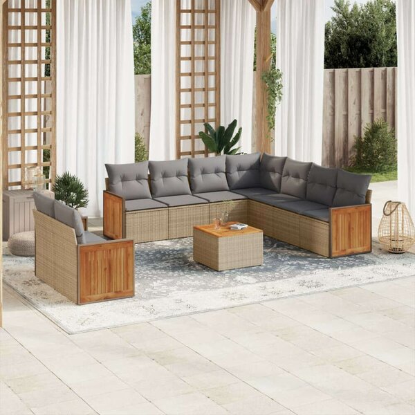 VidaXL Polyrattan Kerti Ülőgarnitúra - 10 részes - Bézs
