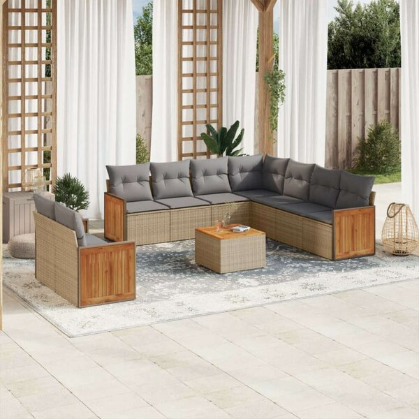 VidaXL Polyrattan Kerti Ülőgarnitúra - 10 részes - Bézs