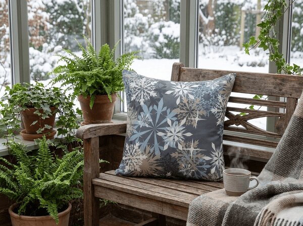 SNOWFLAKE kékesszürke mikroszálas párnahuzat 45x45 cm