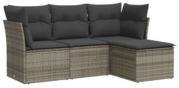 Polyrattan Kerti Ülőgarnitúra - 4 részes - Szürke