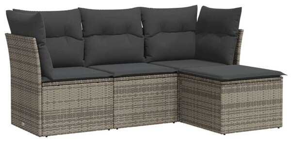 Polyrattan Kerti Ülőgarnitúra - 4 részes - Szürke