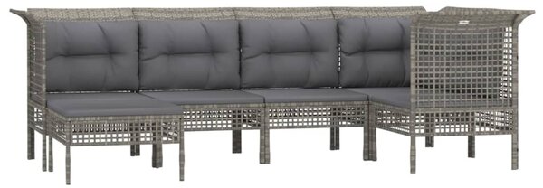 6 részes szürke polyrattan kerti ülőgarnitúra párnákkal