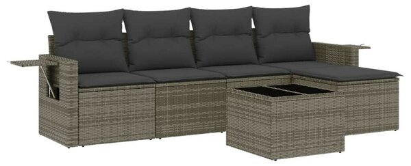 VidaXL Polyrattan Kerti Ülőgarnitúra - 6 részes - Szürke