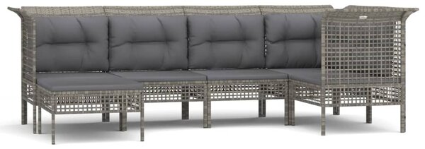 6 részes szürke polyrattan kerti ülőgarnitúra párnákkal