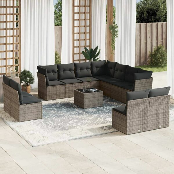 VidaXL Polyrattan Kerti Ülőgarnitúra - Szürke - 12 részes