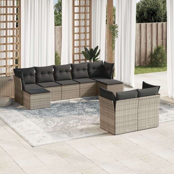 VidaXL Polyrattan Kerti Ülőgarnitúra - 9 részes - Szürke