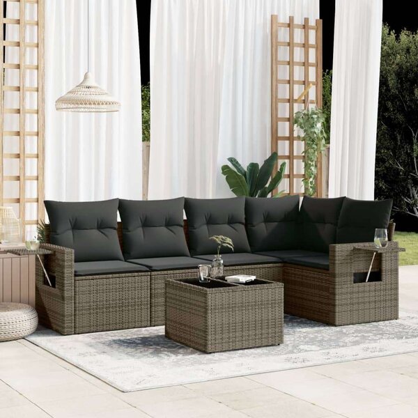 VidaXL Polyrattan Kerti Ülőgarnitúra - 6 részes - Szürke