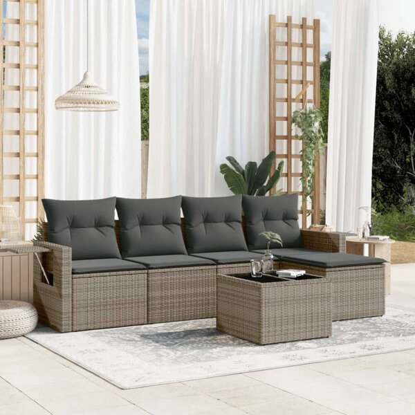 VidaXL Polyrattan Kerti Ülőgarnitúra - 6 részes - Szürke