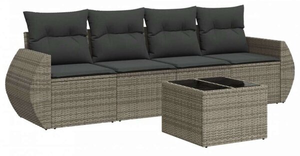 VidaXL 5 részes szürke polyrattan kerti ülőgarnitúra