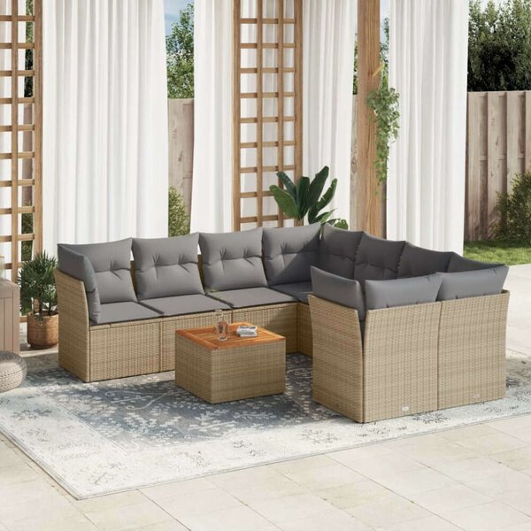 VidaXL Polyrattan Kerti Ülőgarnitúra - 9 részes, Bézs