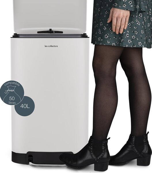 Lépeses szemeteskosár, Les Collectors, N828, 40 liter, 1 rekesz, fehér