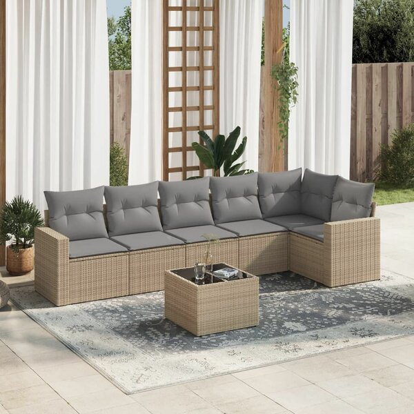 VidaXL Polyrattan Kerti Ülőgarnitúra - 7 részes - Bézs