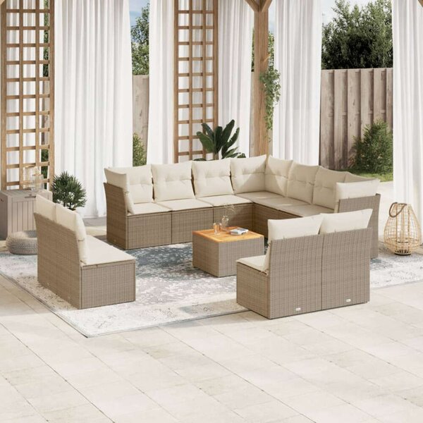 VidaXL Polyrattan Kerti Ülőgarnitúra - 12 részes - Bézs