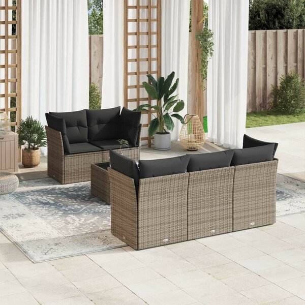 VidaXL Polyrattan Kerti Ülőgarnitúra - 6 részes - Szürke