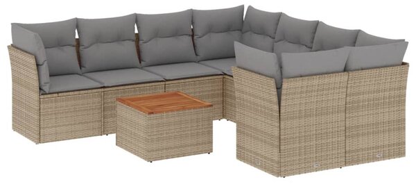 VidaXL Polyrattan Kerti Ülőgarnitúra - 9 részes, Bézs