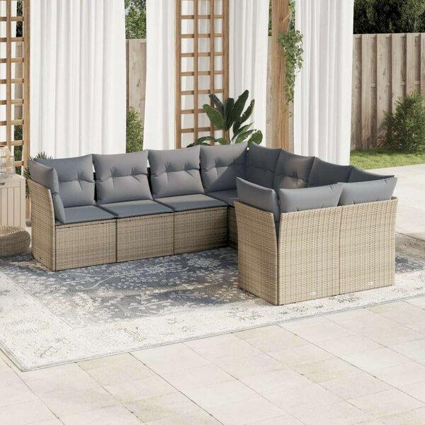 VidaXL Polyrattan Kerti Ülőgarnitúra - 8 részes - Bézs