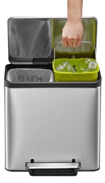 Lépcsős szemetes, EKO, EcoCasa, 2x12 liter, 2 rekesz, rozsdamentes acél