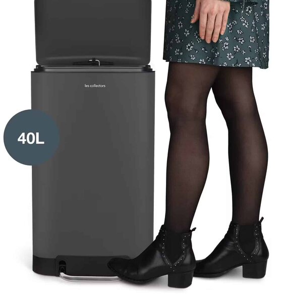 Lépeses szemeteskosár, Les Collectors, N831, 40 liter, 1 rekesz, szürke