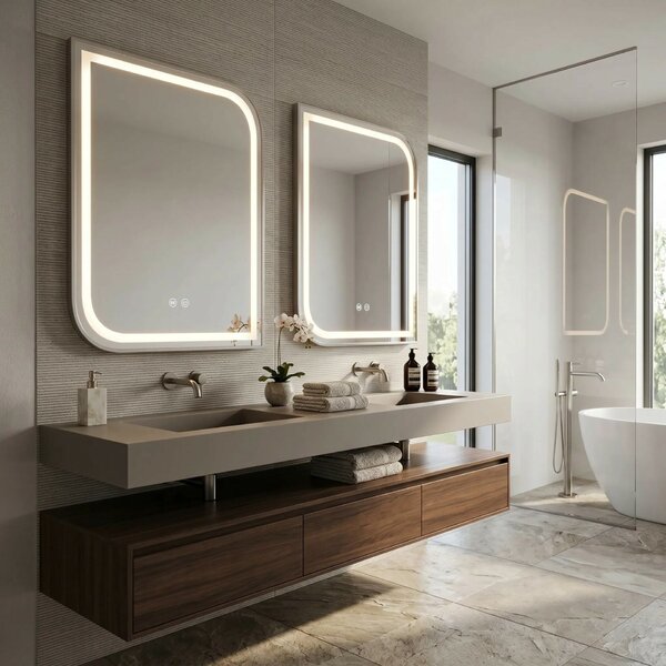 LED Tükör ZONE 80x60 BRUSH NICKEL