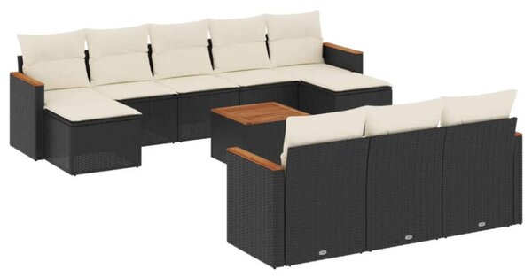 VidaXL Polyrattan Kerti Ülőgarnitúra - 11 részes - Fekete