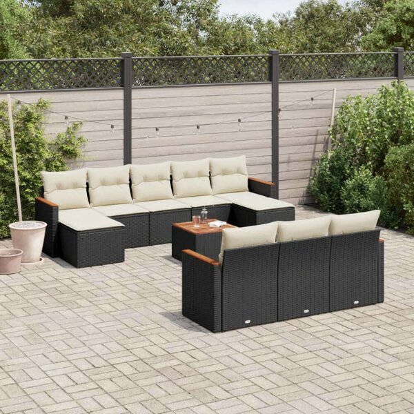 VidaXL Polyrattan Kerti Ülőgarnitúra - 11 részes - Fekete