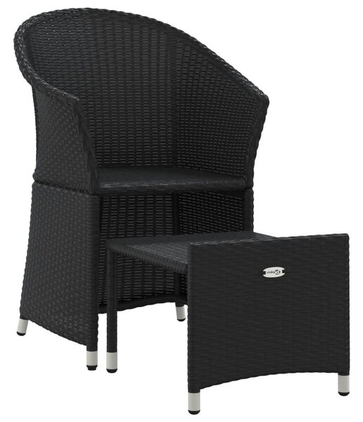 2 részes fekete polyrattan kerti ülőgarnitúra párnákkal