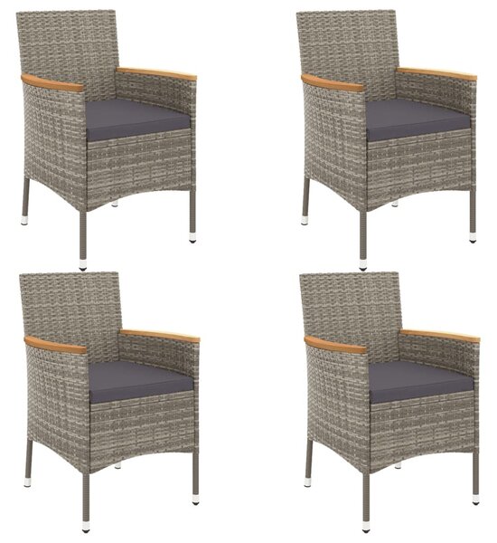 5 részes szürke polyrattan kerti étkezőgarnitúra párnával