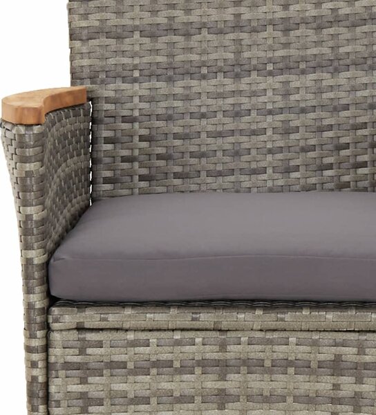 5 részes szürke polyrattan kerti étkezőgarnitúra párnával