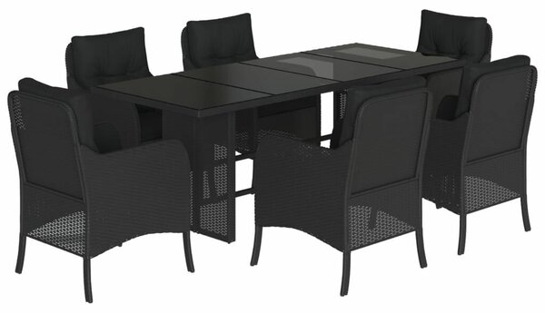 VidaXL Polyrattan Kerti Étkezőgarnitúra - 7 Fős - Fekete