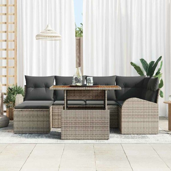 VidaXL Kerti Kanapé Szett tárolóval 7 pcs Szürke Poli rattan