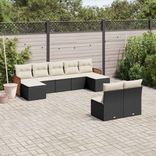 VidaXL Polyrattan Kerti Ülőgarnitúra - 9 részes - Fekete