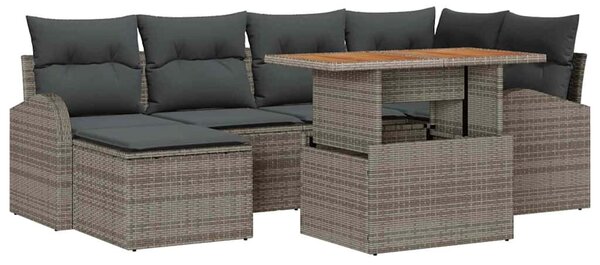 VidaXL Kerti Kanapé Szett tárolóval 7 pcs Szürke Poli rattan
