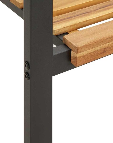5 részes tömör akácfa és fém kerti étkezőgarnitúra