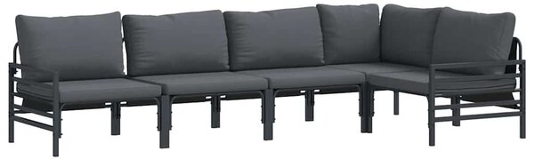 VidaXL Kerti Kanapé Szett párnával 5 pcs Fekete Acél