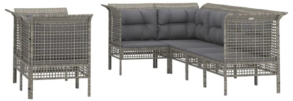 7 részes szürke polyrattan kerti ülőgarnitúra párnákkal